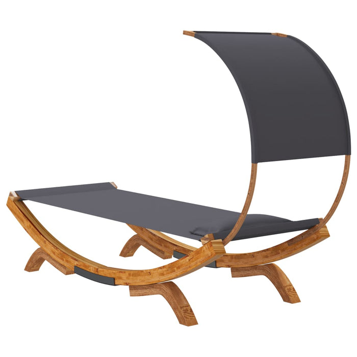 Loungebed met luifel 100x200x126 cm gebogen hout antracietkleur