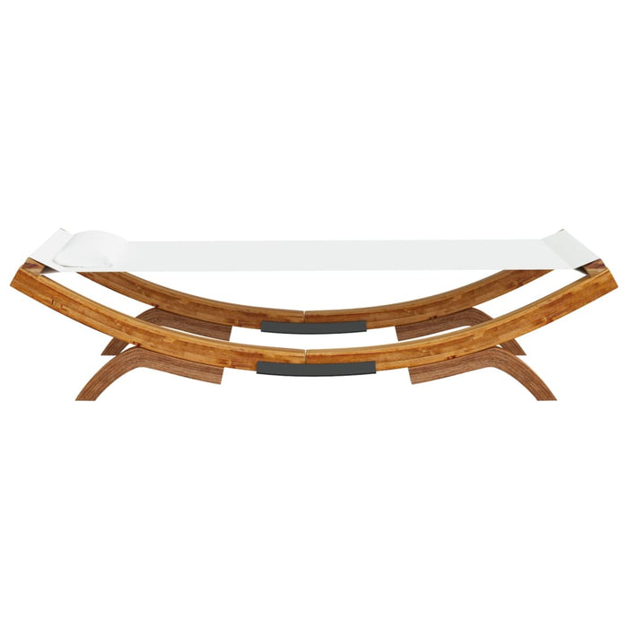 Loungebed 100x188,5x44 cm massief gebogen hout crèmekleurig