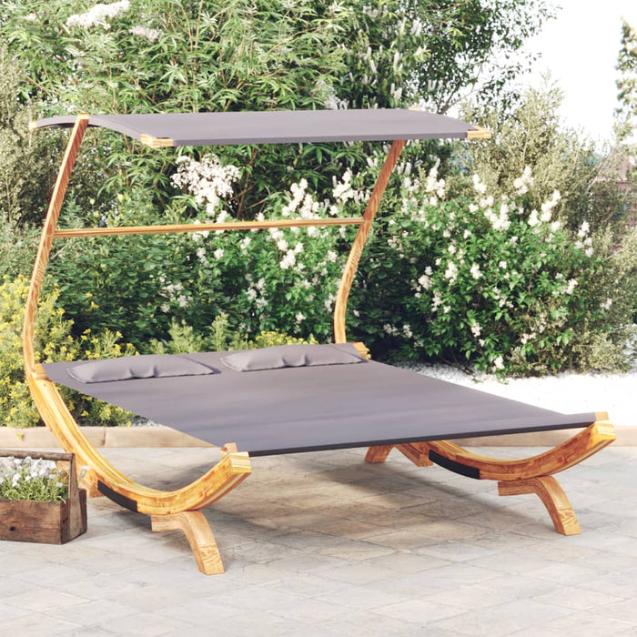 Loungebed met luifel 165x203x138 cm gebogen hout antracietkleur