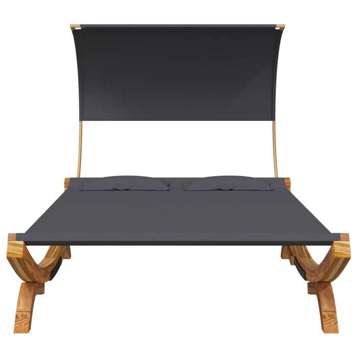 Loungebed met luifel 165x203x126 cm gebogen hout antracietkleur