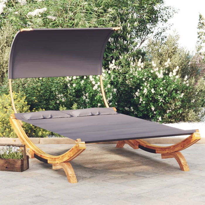 Loungebed met luifel 165x203x126 cm gebogen hout antracietkleur