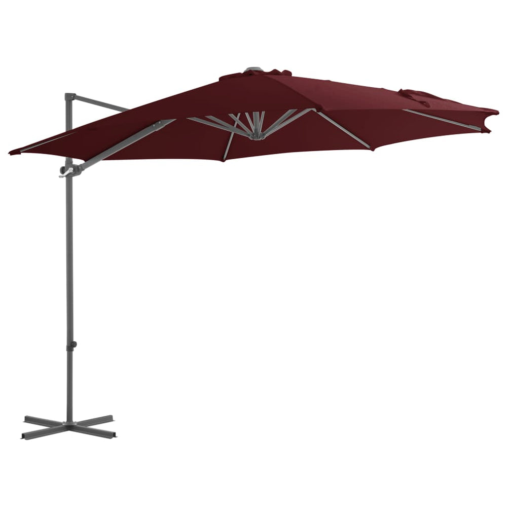 Zweefparasol met stalen paal 300 cm bordeauxrood