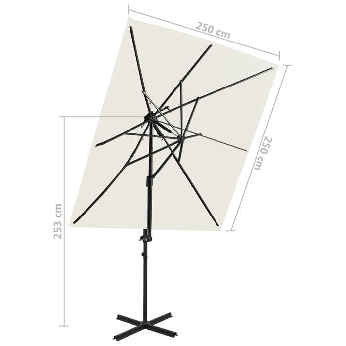 Zweefparasol met dubbel dak 250x250 cm zandkleurig