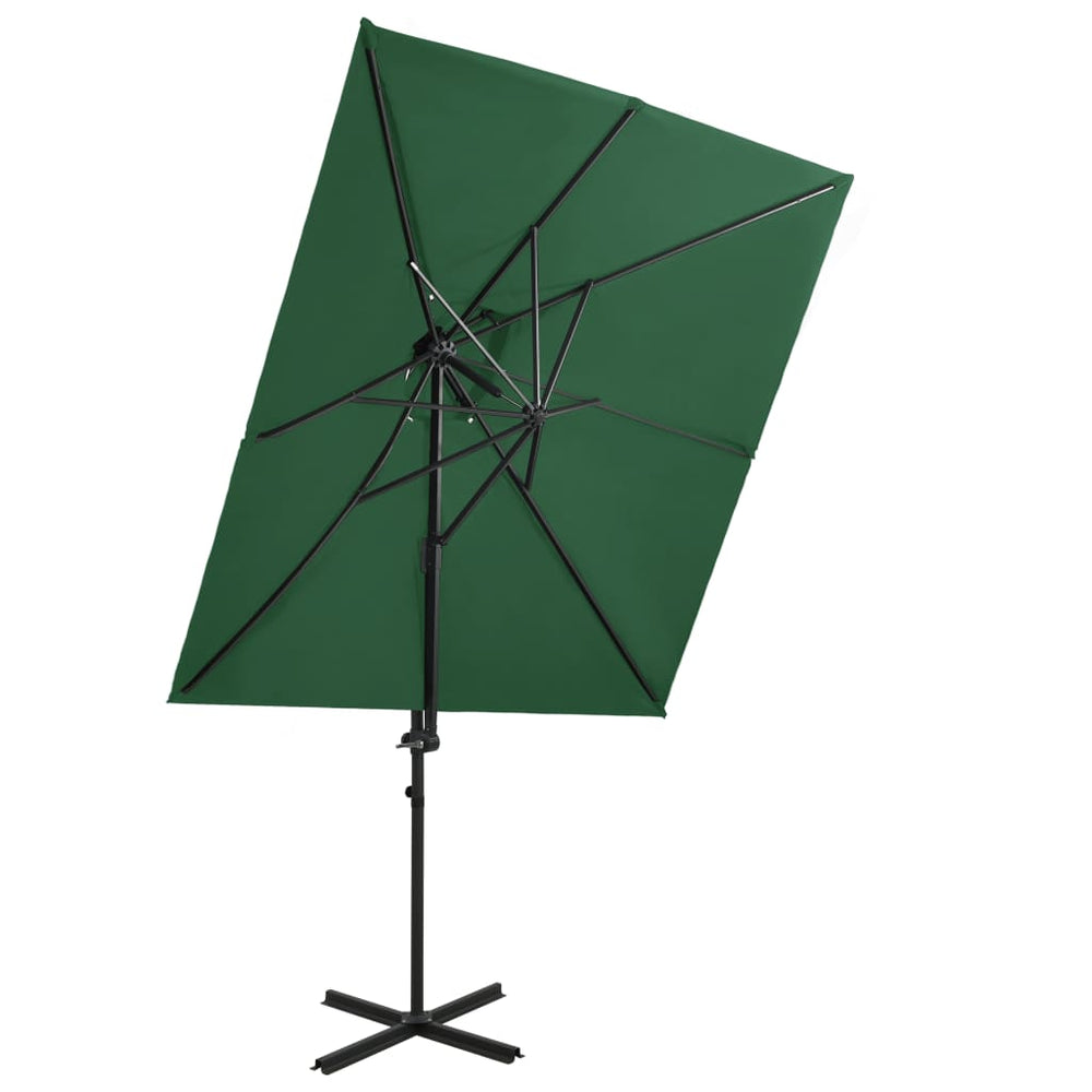 Zweefparasol met dubbel dak 250x250 cm groen