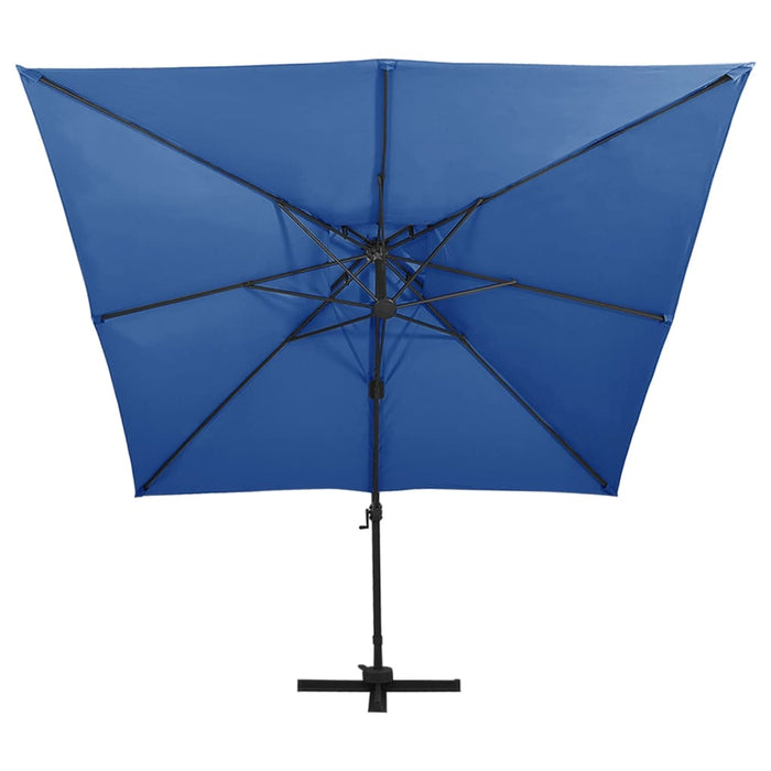 Zweefparasol met dubbel dak 300x300 cm azuurblauw