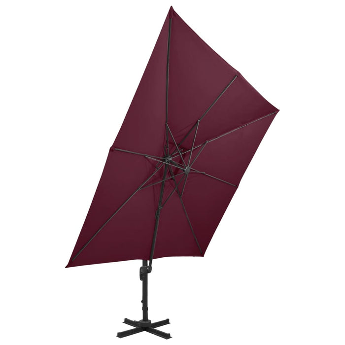 Zweefparasol met dubbel dak 300x300 cm bordeauxrood