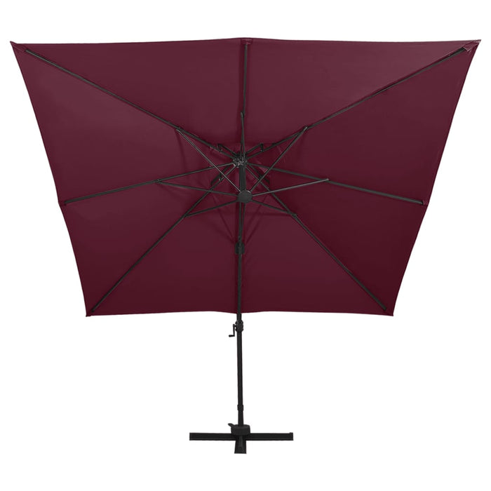 Zweefparasol met dubbel dak 300x300 cm bordeauxrood