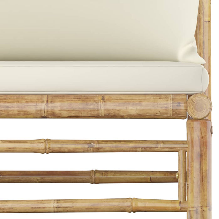 2-delige Loungeset met crèmewitte kussens bamboe