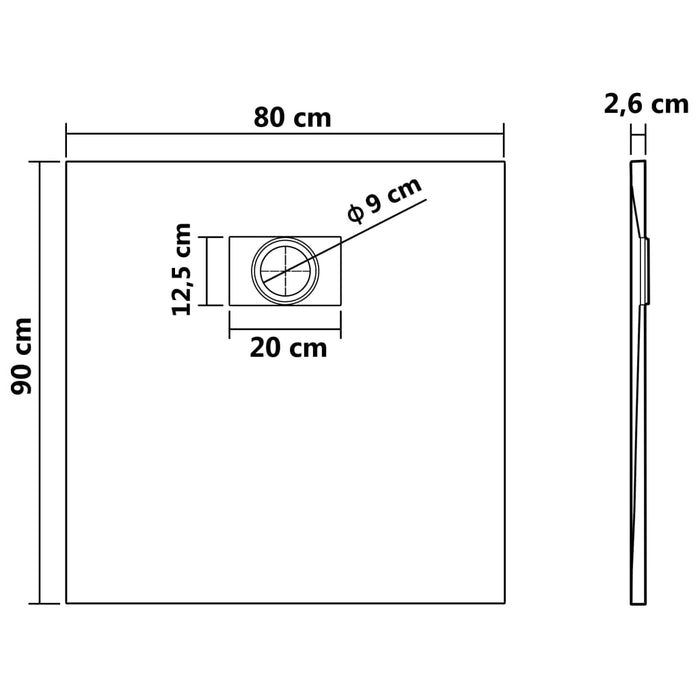 Douchebak 90x80 cm SMC bruin