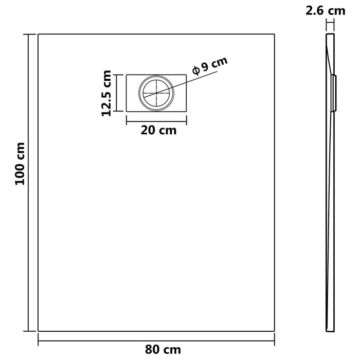 Douchebak 100x80 cm SMC bruin