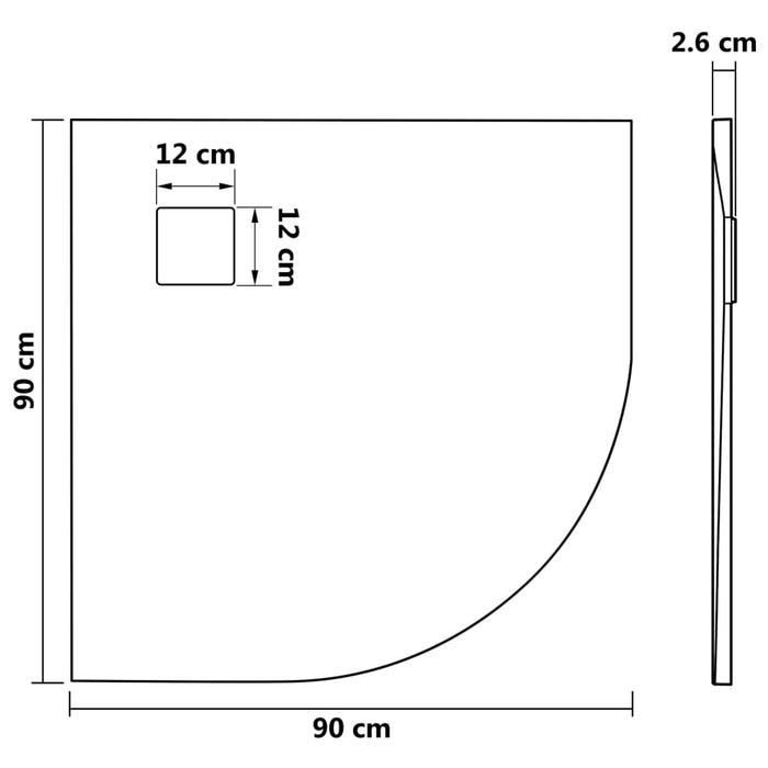 Douchebak 90x90 cm SMC grijs