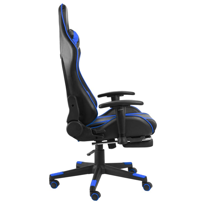 Gamestoel draaibaar met voetensteun PVC blauw