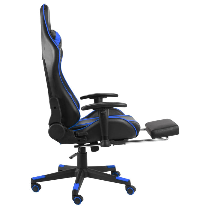 Gamestoel draaibaar met voetensteun PVC blauw