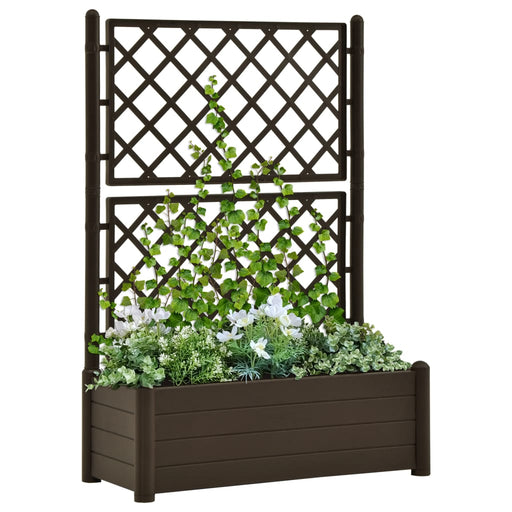 Plantenbak met latwerk 100x43x142 cm PP mokka