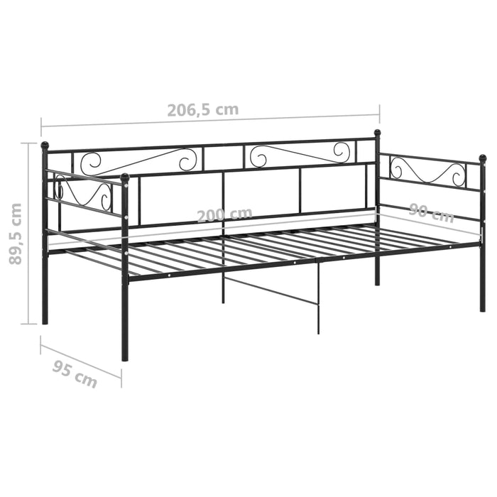 Slaapbankframe metaal zwart 90x200 cm