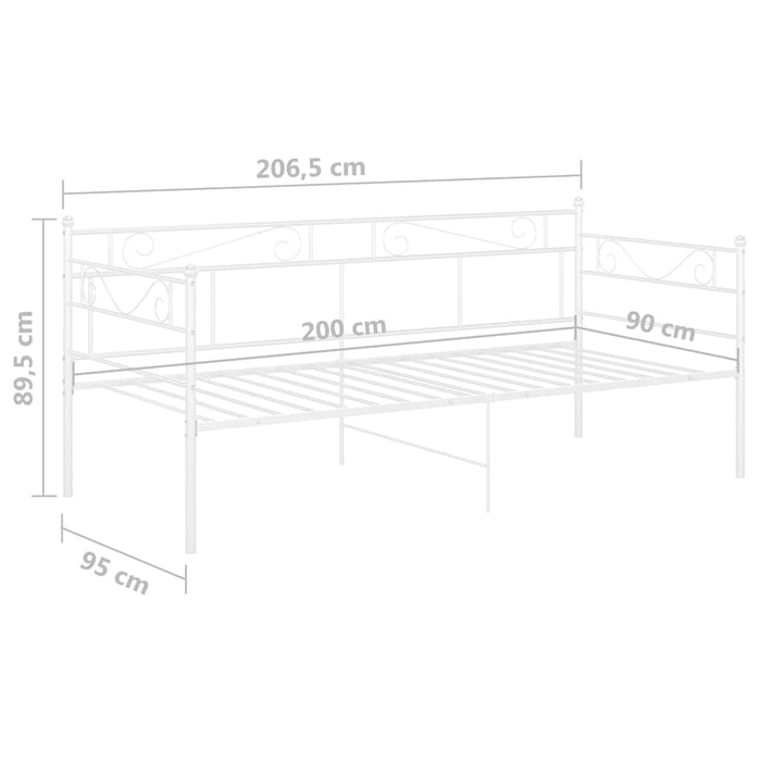 Slaapbankframe metaal wit 90x200 cm