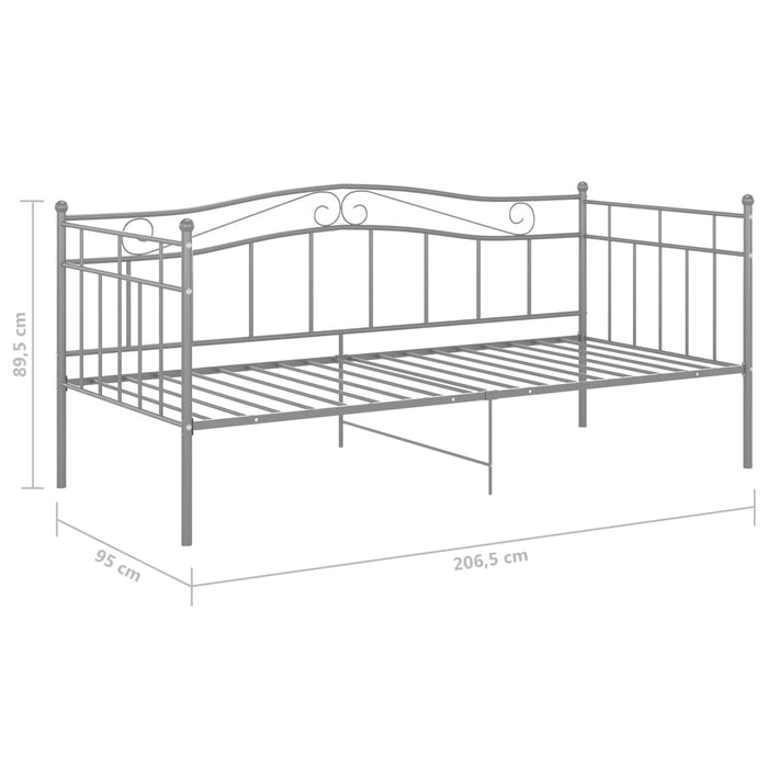 Slaapbankframe metaal grijs 90x200 cm