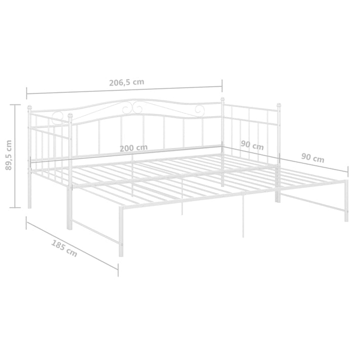 Slaapbankframe uittrekbaar metaal wit 90x200 cm