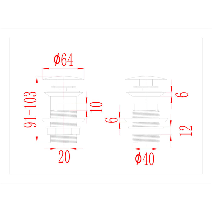 Afvoer pop-up met overloop 6,4x6,4x9,1 cm zwart