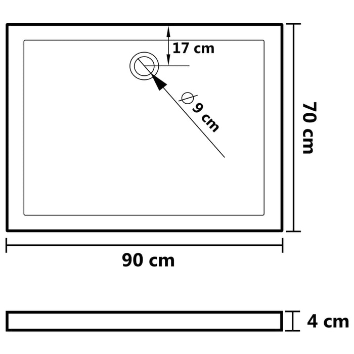 Douchebak rechthoekig 70x90 cm ABS