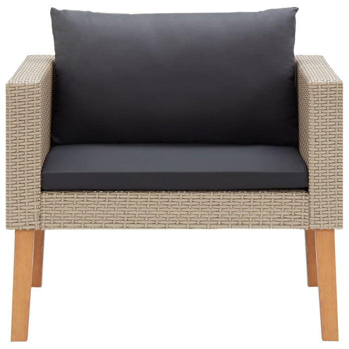 5-delige Loungeset met kussens poly rattan beige