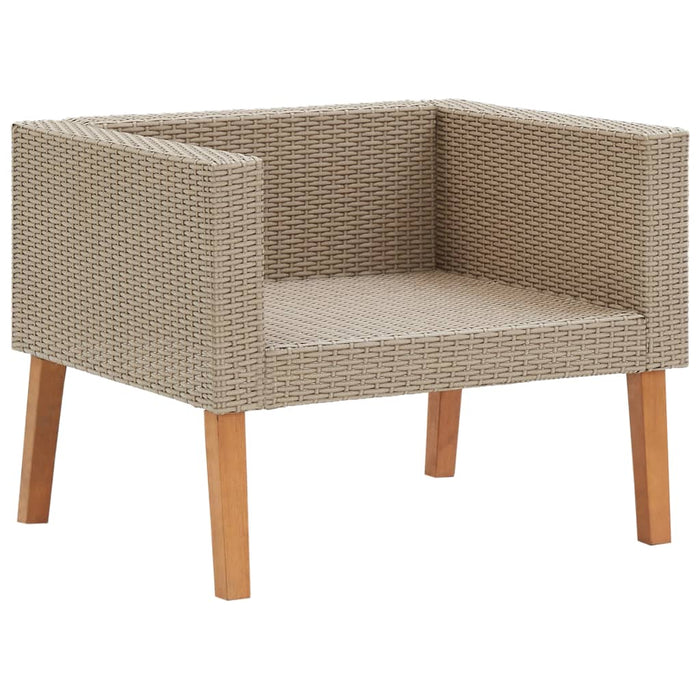 5-delige Loungeset met kussens poly rattan beige