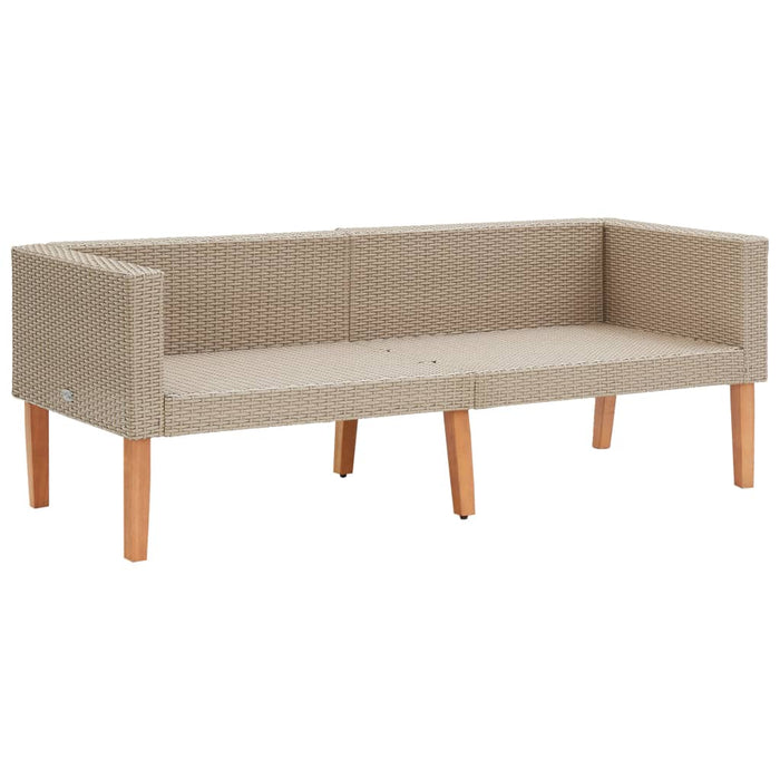 3-delige Loungeset met kussens poly rattan beige