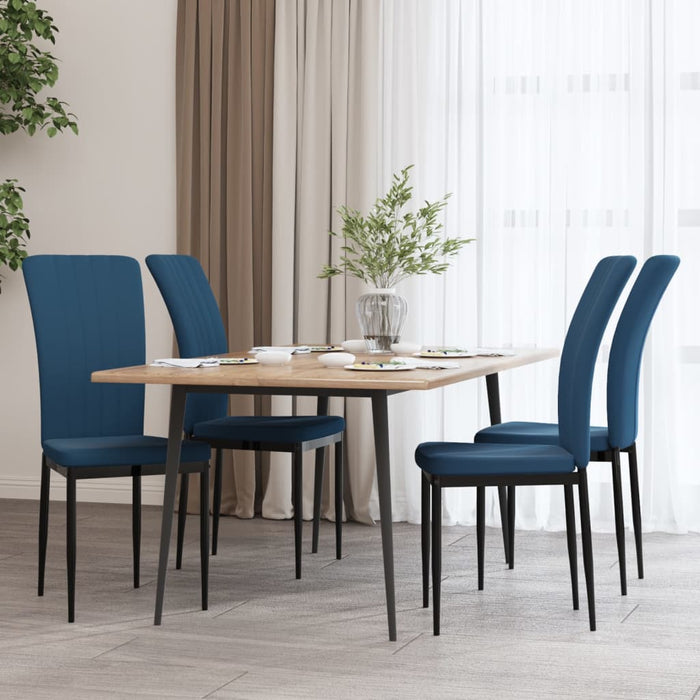 Eetkamerstoelen 4 st fluweel blauw