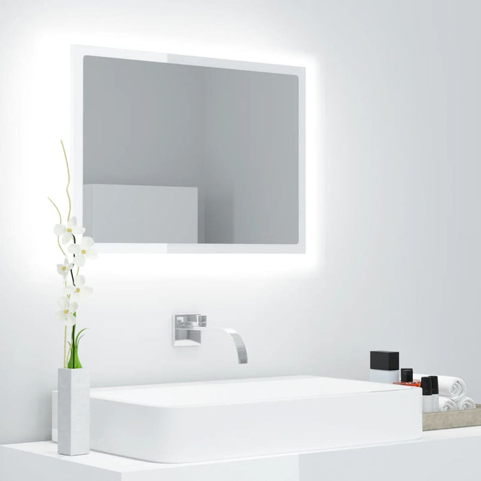Badkamerspiegel LED 60x8,5x37 cm spaanplaat hoogglans wit