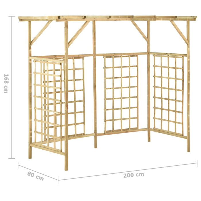 Pergola voor 3 containers geïmpregneerd grenenhout