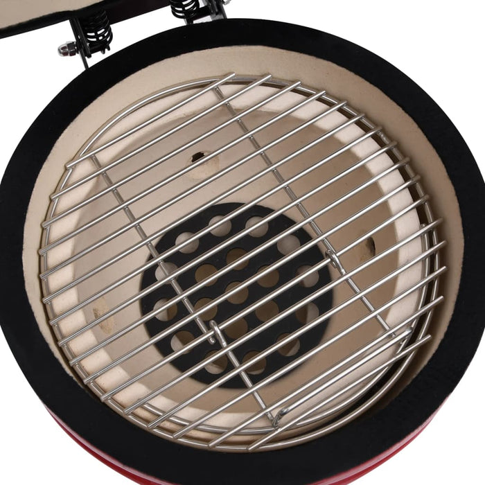 Kamado barbecue 2-in-1 56 cm keramiek rood