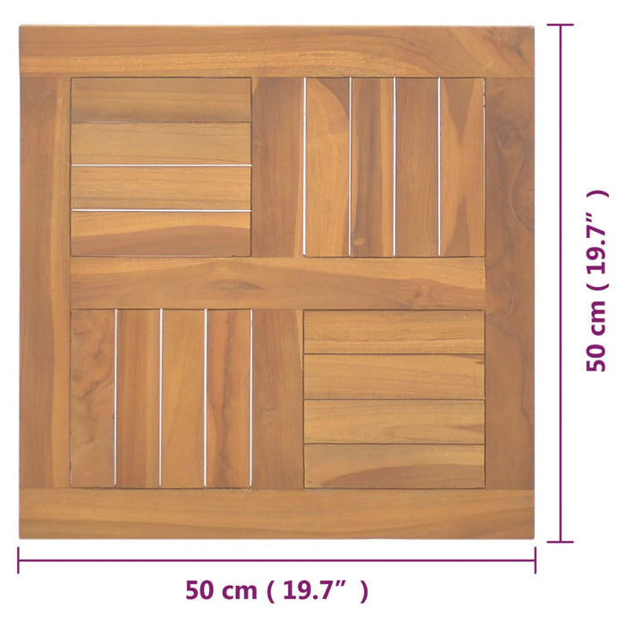 Tafelblad vierkant 50x50x2,5 cm massief teakhout