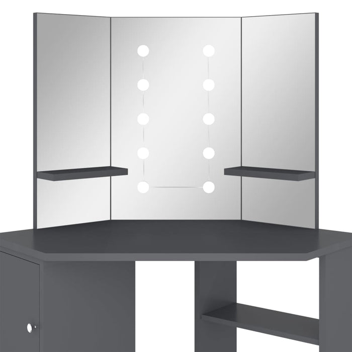 Hoekkaptafel met LED 111x54x141,5 cm grijs