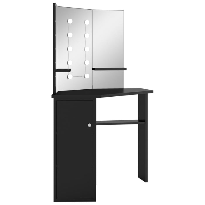 Hoekkaptafel met LED 111x54x141,5 cm zwart