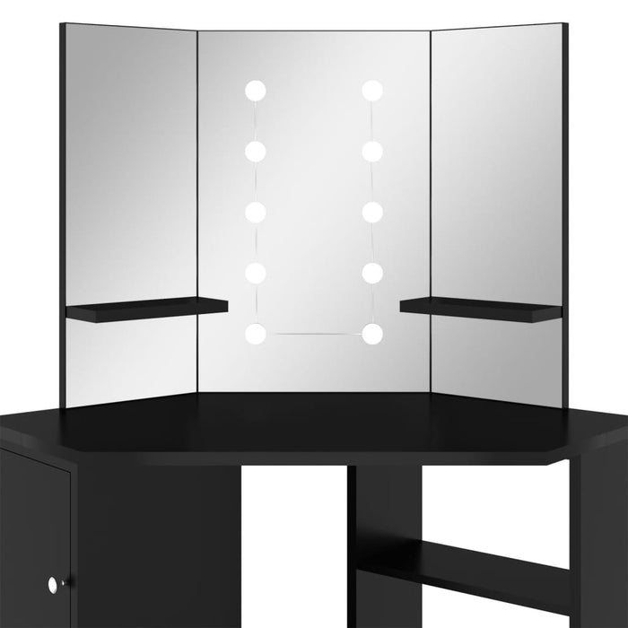 Hoekkaptafel met LED 111x54x141,5 cm zwart