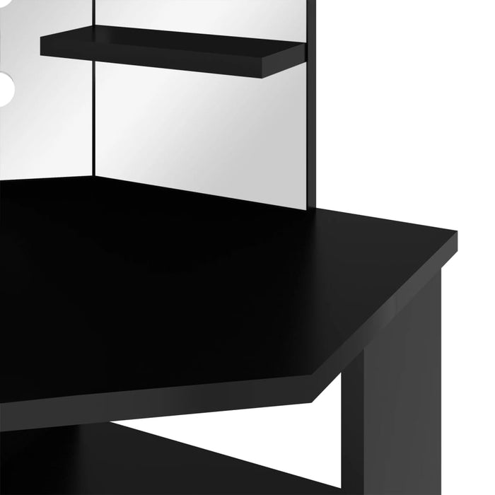 Hoekkaptafel met LED 111x54x141,5 cm zwart