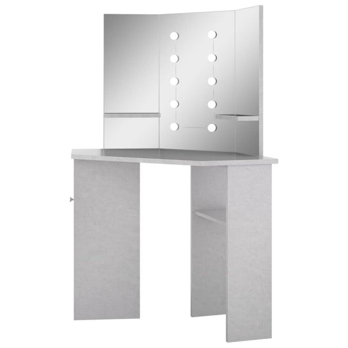 Hoekkaptafel met LED 111x54x141,5 cm betongrijs