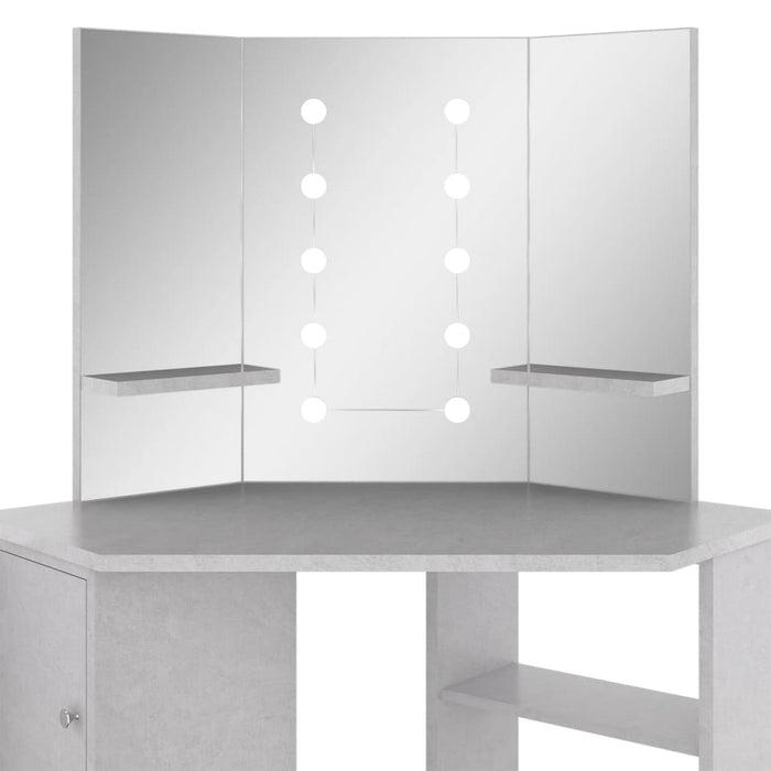 Hoekkaptafel met LED 111x54x141,5 cm betongrijs