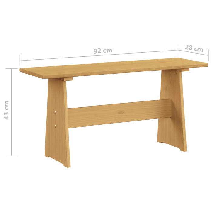 Eettafel met bankje massief grenenhout honingbruin