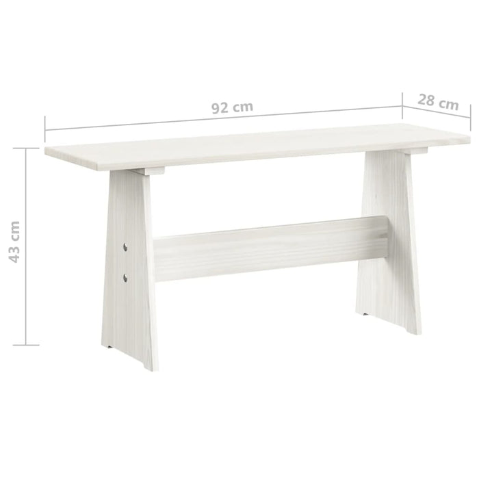 Eettafel met bankje massief grenenhout wit