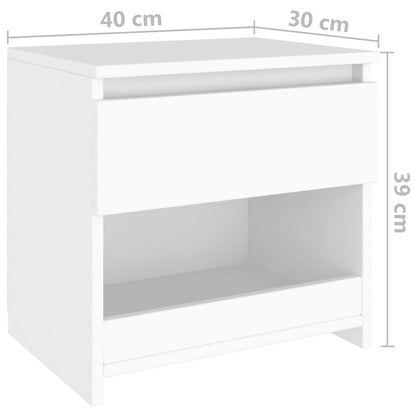 Nachtkastjes 2 st 40x30x39 cm bewerkt hout wit