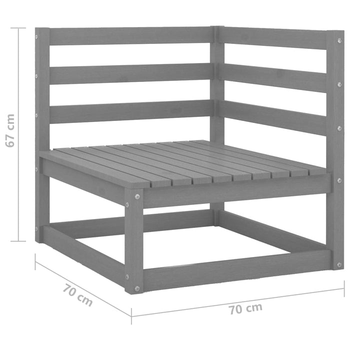 3-delige Loungeset massief grenenhout grijs