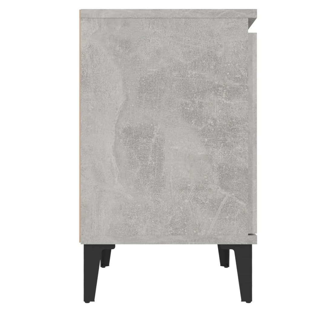 Nachtkastjes 2 st met metalen poten 40x30x50 cm betongrijs