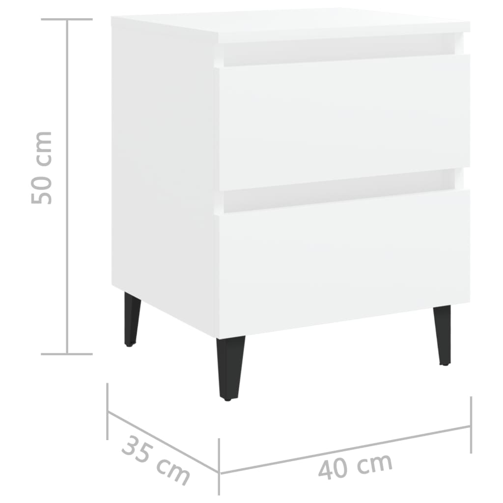 Nachtkastjes 2 st 40x35x50 cm bewerkt hout wit