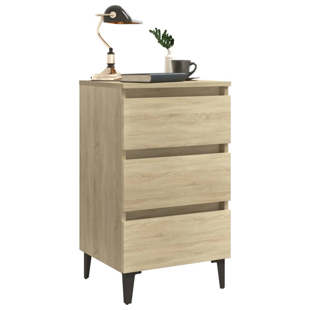 Nachtkastjes 2 st met metalen poten 40x35x69 cm sonoma eiken