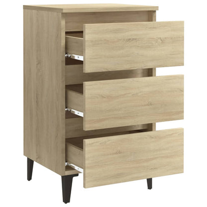 Nachtkastjes 2 st met metalen poten 40x35x69 cm sonoma eiken