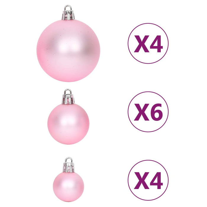 108-delige Kerstballenset wit en roze