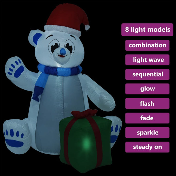 Kerstfiguur ijsbeer opblaasbaar LED binnen en buiten 2,4 m