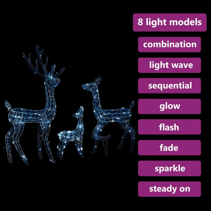 Kerstversiering rendierfamilie 300 LED's koudwit acryl