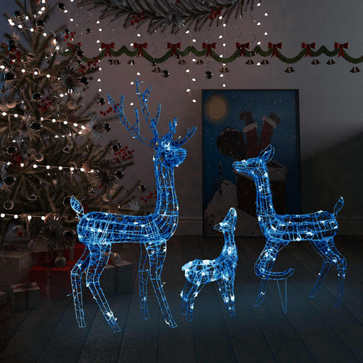 Kerstversiering rendierfamilie 300 LED's blauw acryl